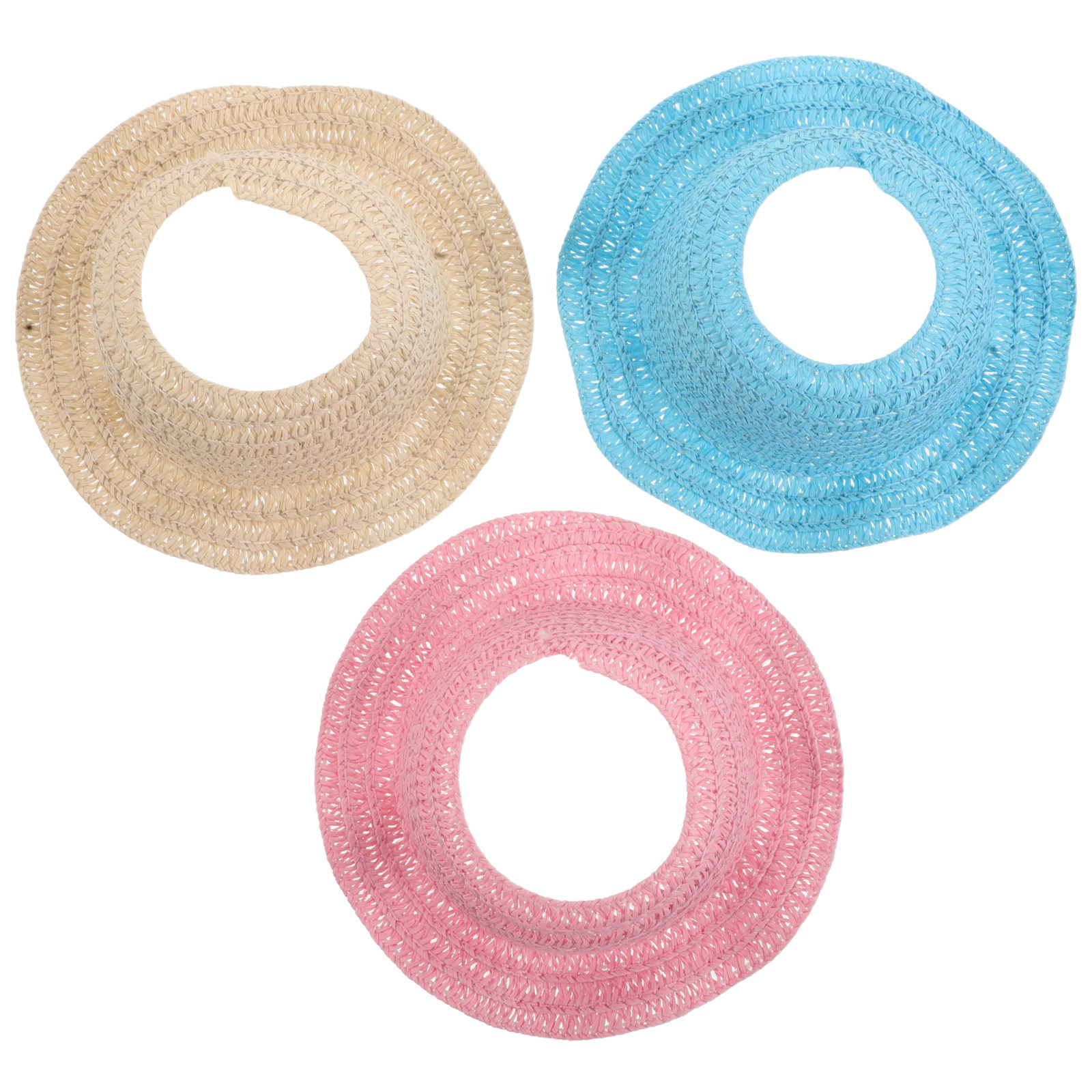 3Pcs Mini Sun Hat for Handmade Woven Straw Boater Hat Lightweight Breathable Craft Accessory for 17Cm Dress Up DIY Beach