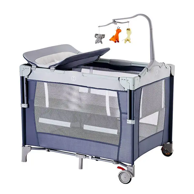 Cama de juego para cuna de bebé, cama de elevación y plegable para dormir, venta al por mayor de fábrica