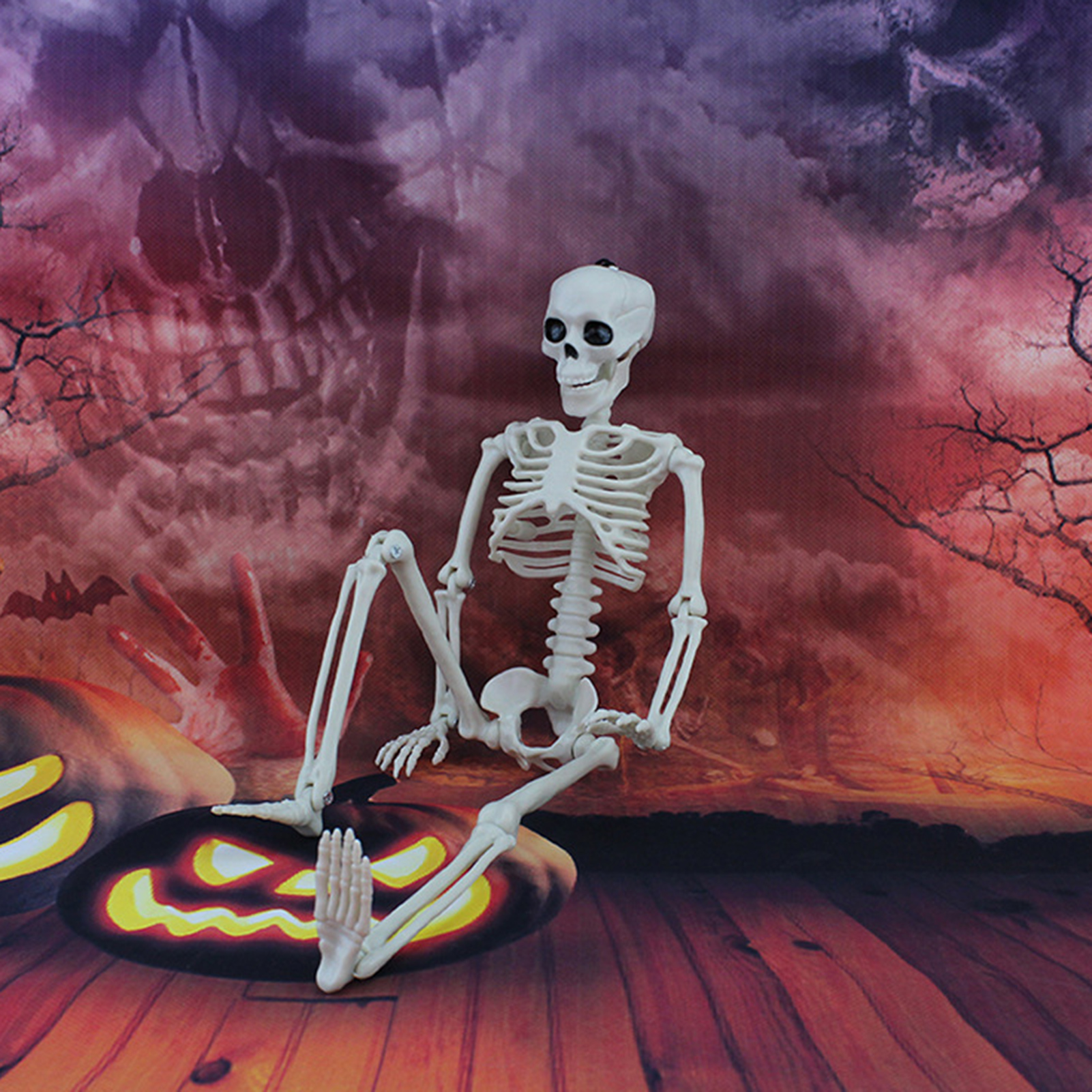 40cm Plastic Menselijk Skeletmodel met Beweegbare Gewrichten voor Halloween Decoratie en Onderwijsdoeleinden