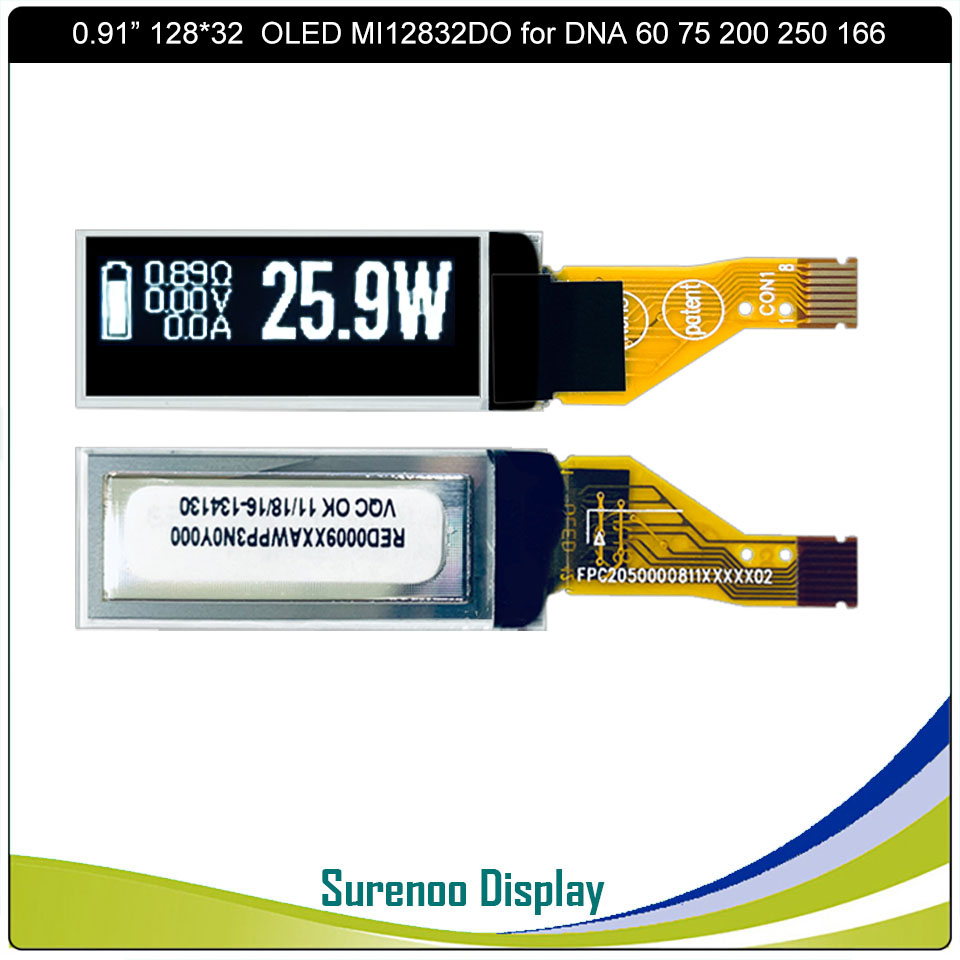 0.91 "12832 128*32 8Pin 8P SSD1306 IIC I2C Plug-In MI12832DO DNA PMOLED Panel modułu wyświetlacza OLED dla DNA75 60 75 200 250 166