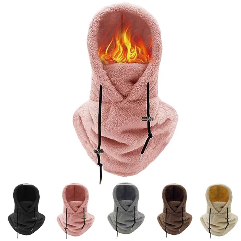 Balaclava de lã polar alta, boné à prova de vento para esqui de inverno, ciclismo ao ar livre para homens, máscaras faciais, gorros femininos de pelúcia, chapéu quente