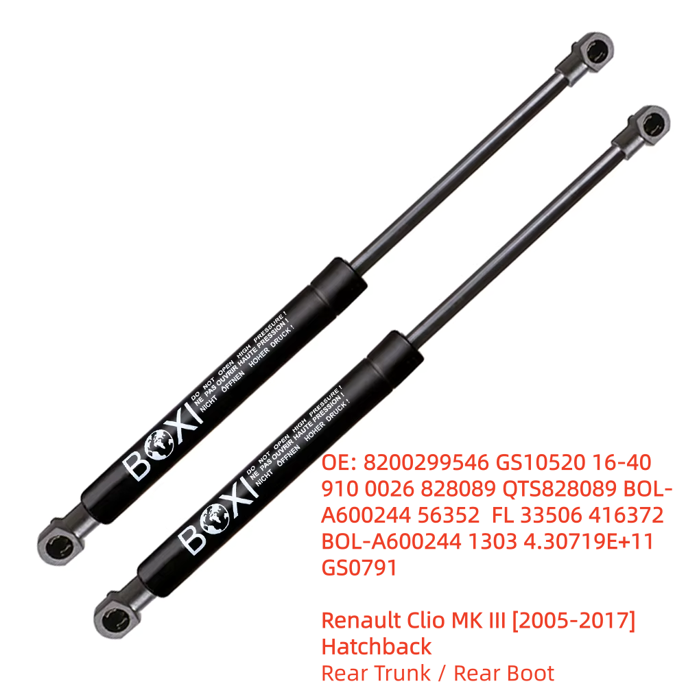 BOXI 2 Piezas Amortiguadores de Gas para Maletero 32062565 8200299546 para Renault Clio MK III 2005-2017 Hatchback