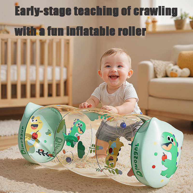 Brinquedo inflável para engatinhar, rolo para bebês e crianças, brinquedos sensoriais para desenvolvimento de engatinhar de 0 a 12 meses