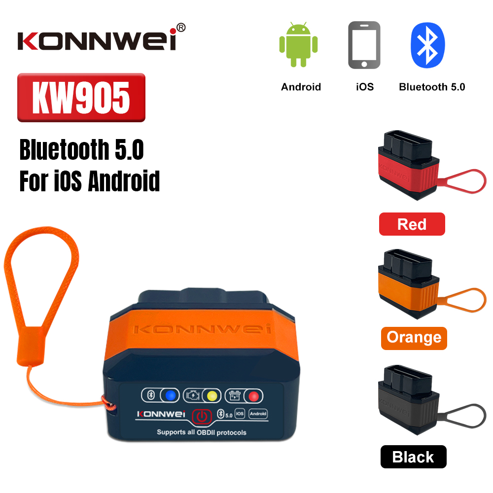 KONNWEI KW905 ELM327 V1.5 OBD2 диагностический инструмент Bluetooth 5,0 для Android/IOS ELM 327 OBD 2 автомобильные сканеры считыватель кодов