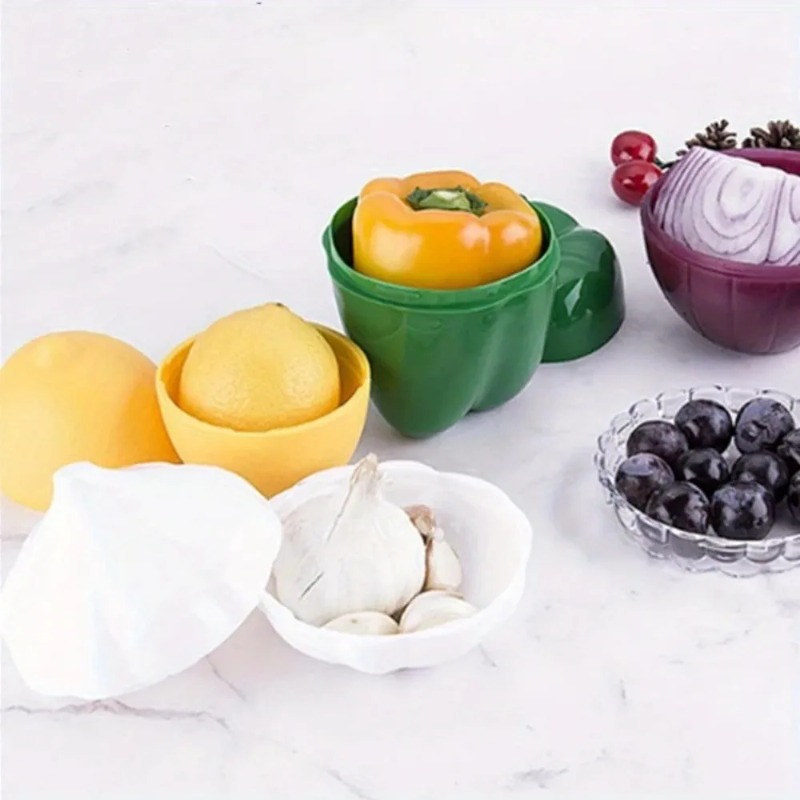 Contenedor de Alimentos de Plástico Sellado, Organizador Creativo para Verduras, Contenedores para Cebolla, Ajo, Pimiento Verde, Almacenamiento de Alimentos Frescos, Utensilio de Cocina