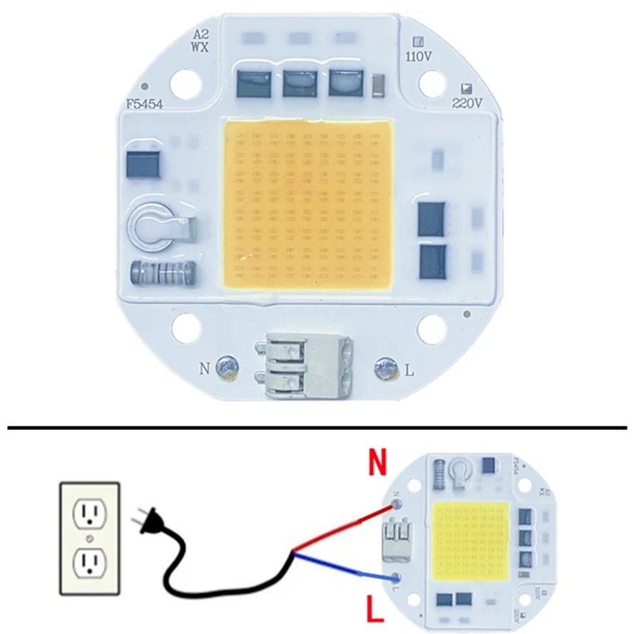 RnnTuu-Chip LED COB de 110V, 220V, 50W, 70W, 100W, sin necesidad de controlador, cuentas de lámpara para foco de luz de inundación, iluminación artesanal