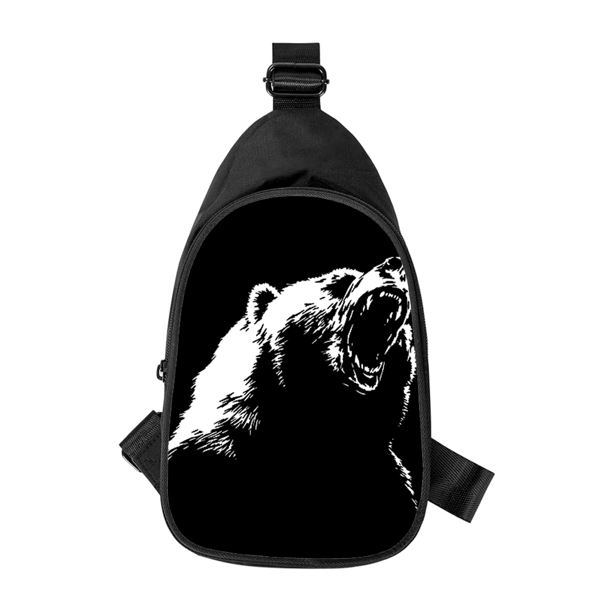 ferocious personality Bear Print New Men Cross Chest Bag Diagonally Women Shoulder Bag Husband School Waist Pack Male chest pack