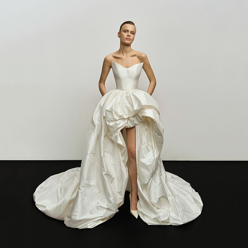 Eightree-vestidos de novia de princesa, corte en A, sin tirantes, tren de barrido alto y bajo, vestido de novia para mujer, vestidos de fiesta de boda personalizados