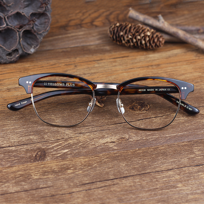 Japan Brand Design Retro Semi Rimless Glasses Frame Men Women Top Quality Vintage Eyeglasses Handmade Classic Literary Eyewear