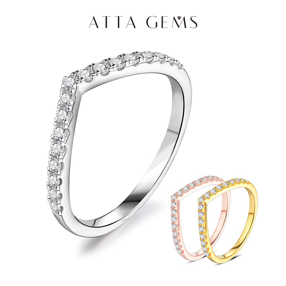 Atagems Moissanite Cincin Berlian Perhiasan Wanita Cincin Pertunangan 925 Perak Murni Perhiasan Pernikahan Gelang Cincin Moissanite