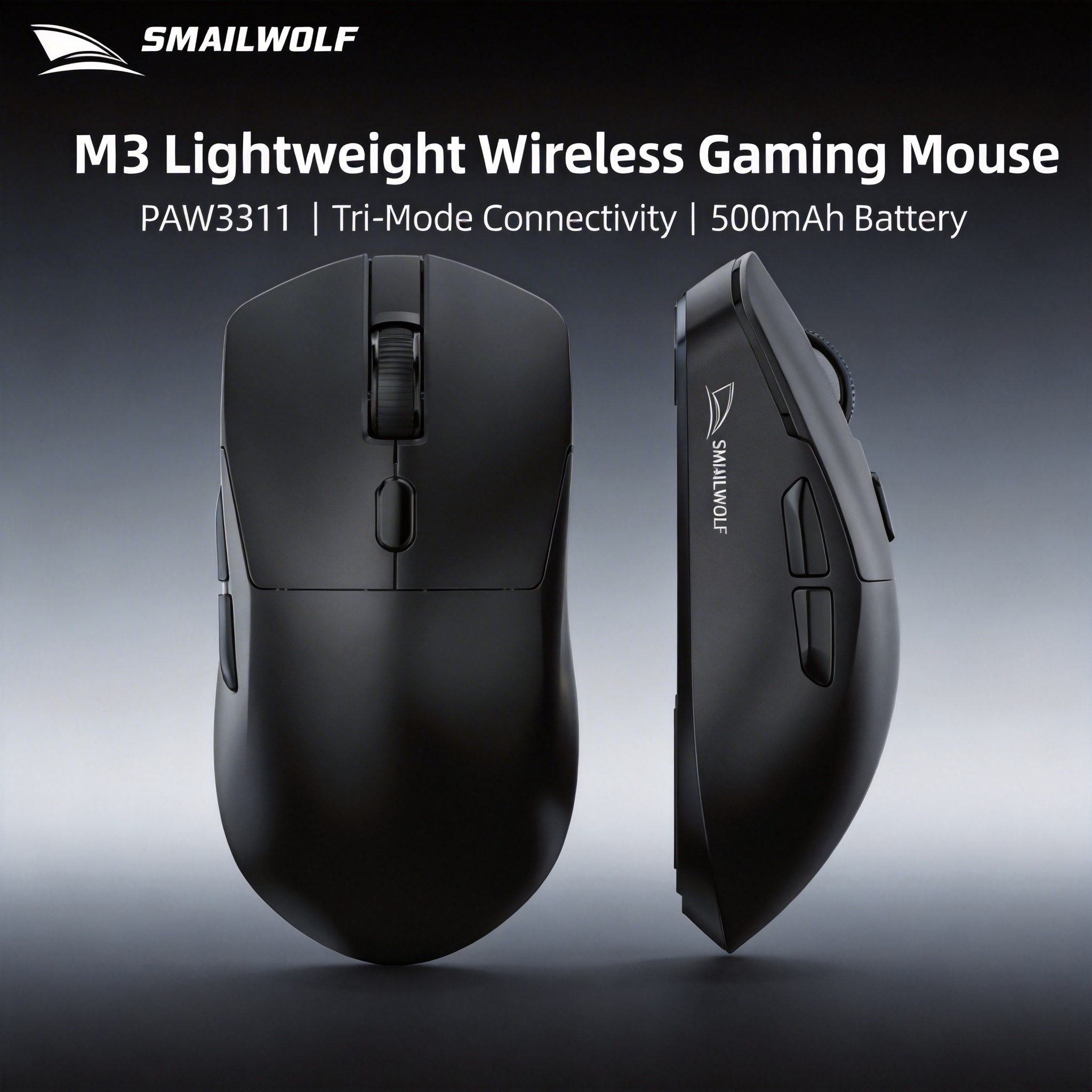 Ratón Inalámbrico SMAILWOLF M3 PRO con Bluetooth de Tres Modos, para Juegos, Portátil, Escritorio, PAW3311, con Cable, Ligero, para FPS