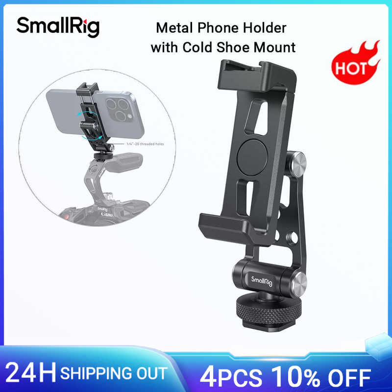 SmallRig Metal Phone Support with Cold Shoe Mount Phone Support for DJI RS 3 /RS 3 Pro/ RS 3 Mini /RS 4Pro/RS 4 w Cold Shoe 4382