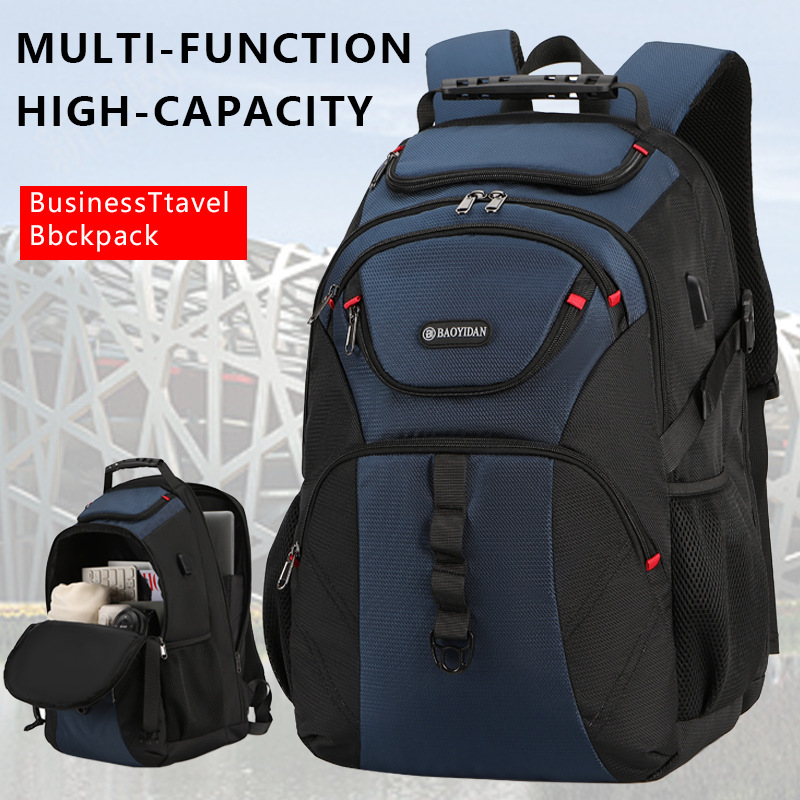 Mochila masculina para viagens de negócios, grande capacidade, vários compartimentos, bolsa para estudantes, laptop de 15 polegadas, cor pura
