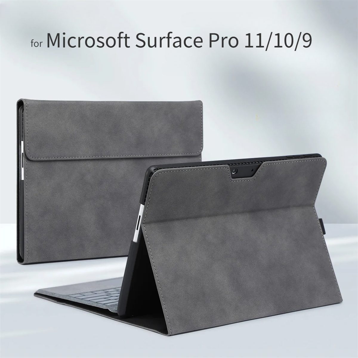 เคสสำหรับ Microsoft Surface Pro 11/10/9 ขนาด 13 นิ้ว แบบ Portfolio Case พร้อมขาตั้งปรับได้หลายมุม วัสดุ TPU รองรับการใช้งานกับคีย์บอร์ด