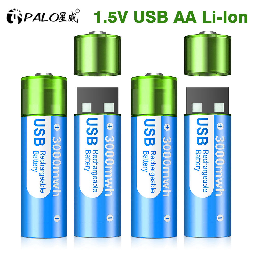 PALO 3000mWh 1,5V AA Li-Ionen-Akku HR6 AA USB Wiederaufladbare Lithium-Batterien 2A AA USB-Anschluss Ladeakku Mit Batteriebox