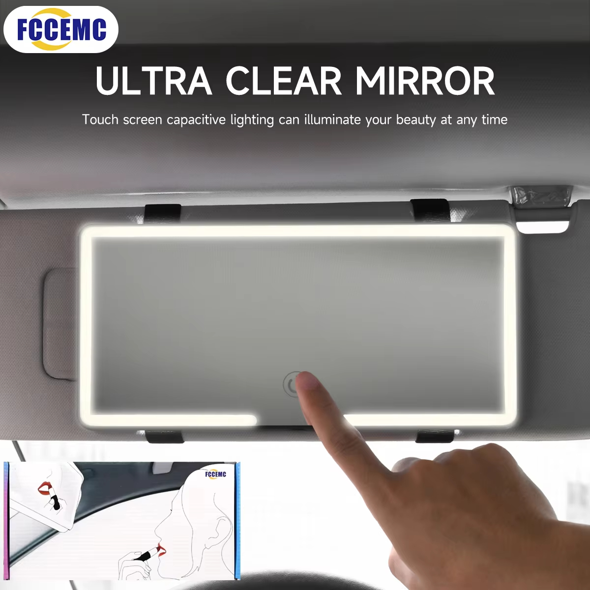 Auto-interieurspiegels Zonneklepplaat LED HD Make-upspiegel voor meisjes Dames Oplaadbaar invullicht Universele dunne make-upspiegel