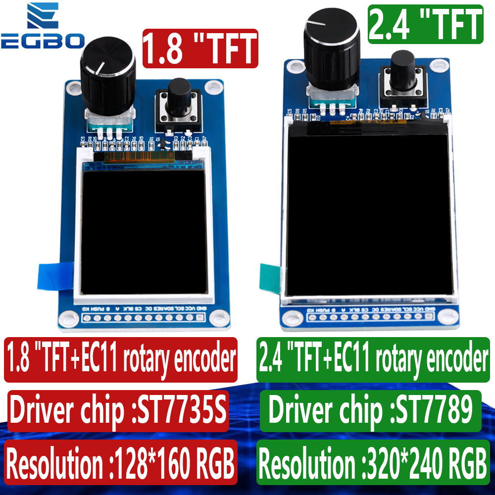Écran LCD TFT 1.8 pouces/2.4 pouces, avec Module combiné d'encodeur rotatif EC11 et Interface SPI ST7735S ST7789 pour Arduino