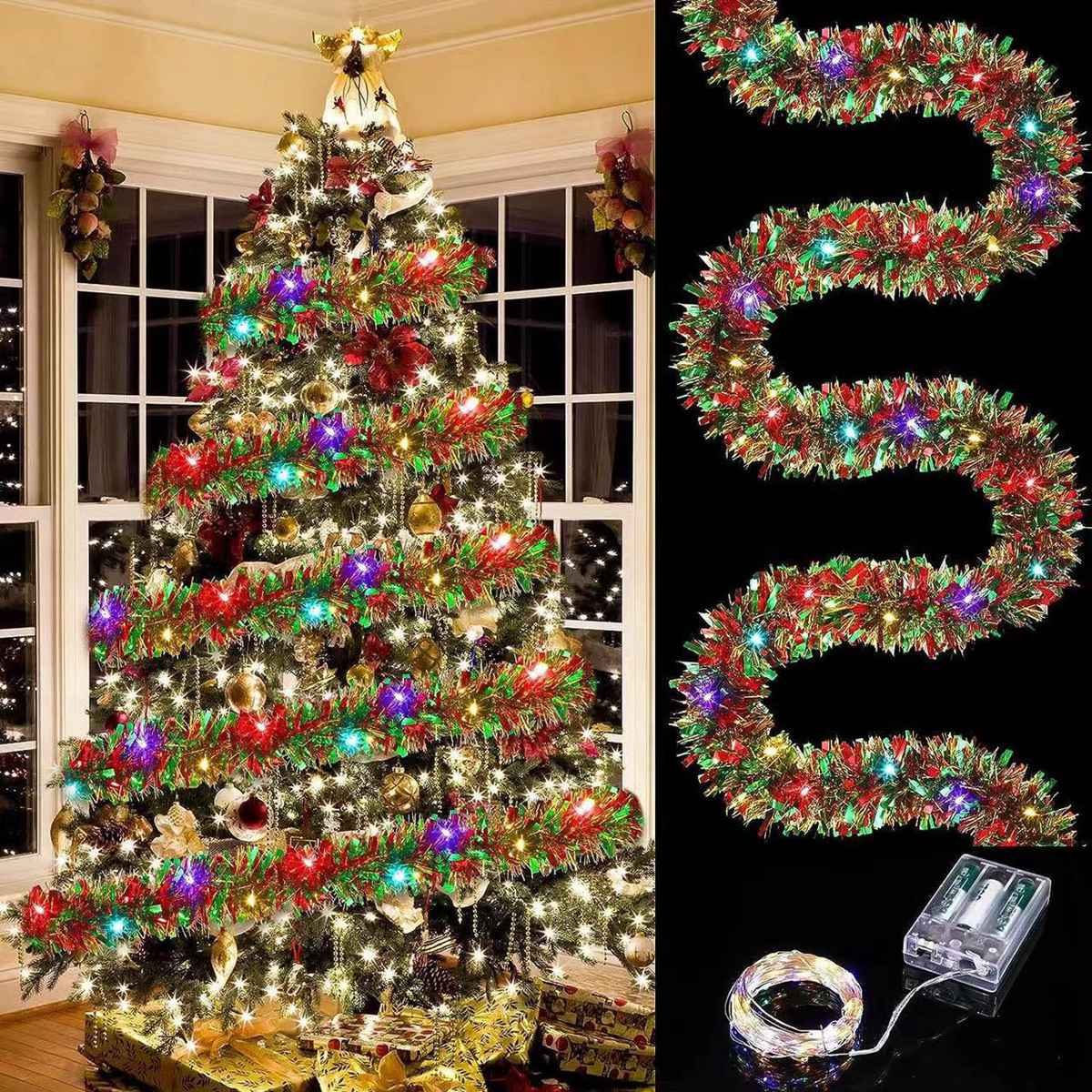 Guirlande lumineuse LED colorée, 1 pièce, fonctionne à piles, pour arbre, maison, chambre, fête, décoration de mariage