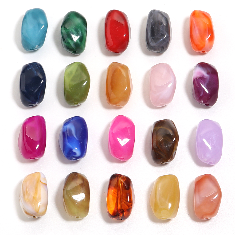20 piezas cuentas acrílicas irregulares de colores dobles, cuentas espaciadoras sueltas coloridas para fabricación de joyería, accesorios para collares y pulseras DIY