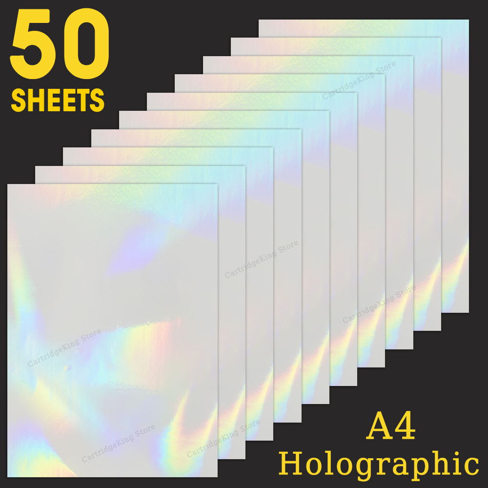 50 Blatt holografisches Sandfolien-Klebeband auf der Rückseite, Heißprägung auf Fotopapier, A4, Kaltlaminierfolie, DIY-Paket, Farbkarte
