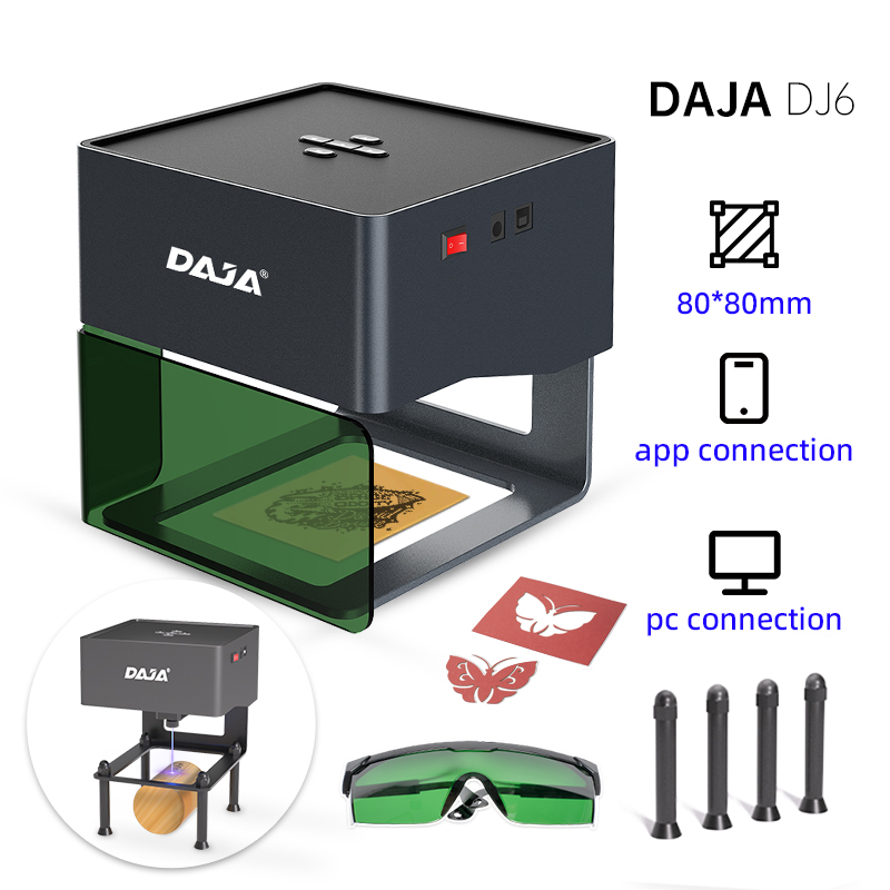 Daja dj6 mini gravador a laser portátil diy máquina bluetooth pintado cão tag papel couro de madeira plástico logotipo cnc máquina
