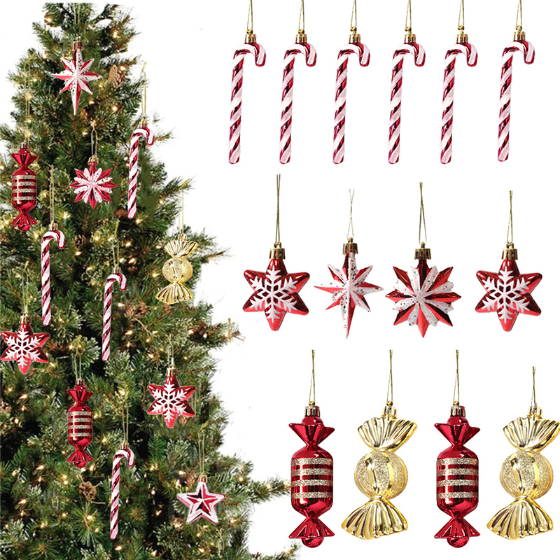 Natal doces bastões floco de neve árvore de natal pendurado muleta pingente 2024 ano novo festa de natal decoração para casa ornamentos presentes