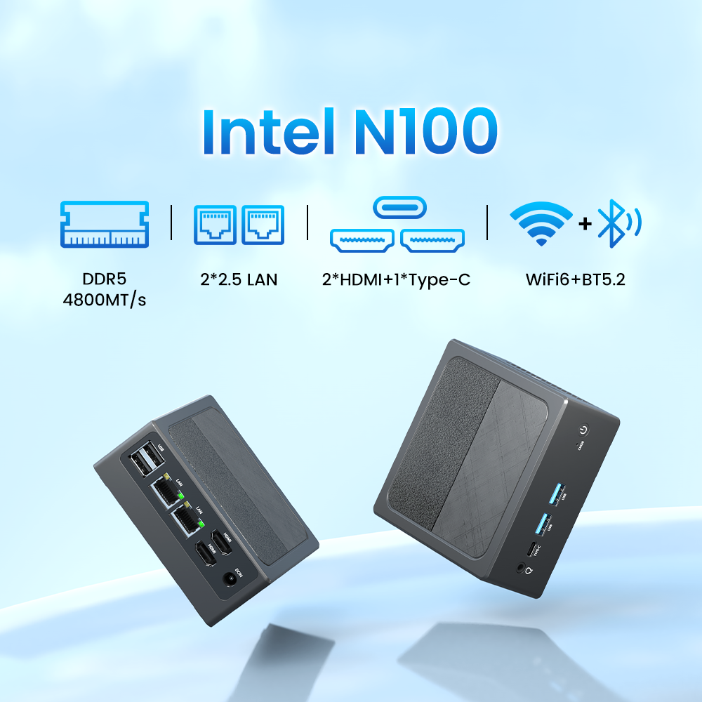 ZXIPC Nieuwe 12e generatie mini-pc Windows11 Intel N100-processor 8 Gb DDR5 4800 Mhz 256 Gb Pocket 12 V Dual Lan Mini-computer