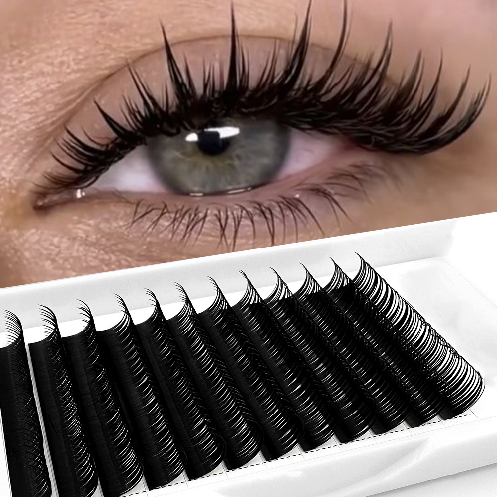 Extensão de cílios molhados, 0.03mm 0.07mm, pontas, mangá, cílios finos, cosplay, pré-fabricados, russo, formato a, suprimentos de cílios naturais