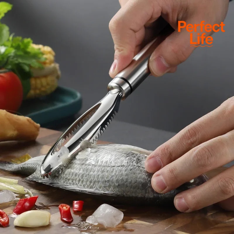 Cepillo rallador de eliminación de escamas de pescado inoxidable, pelador de limpieza, raspador de huesos, pinzas, herramienta de limpieza rápida, cepillo pelador de piel