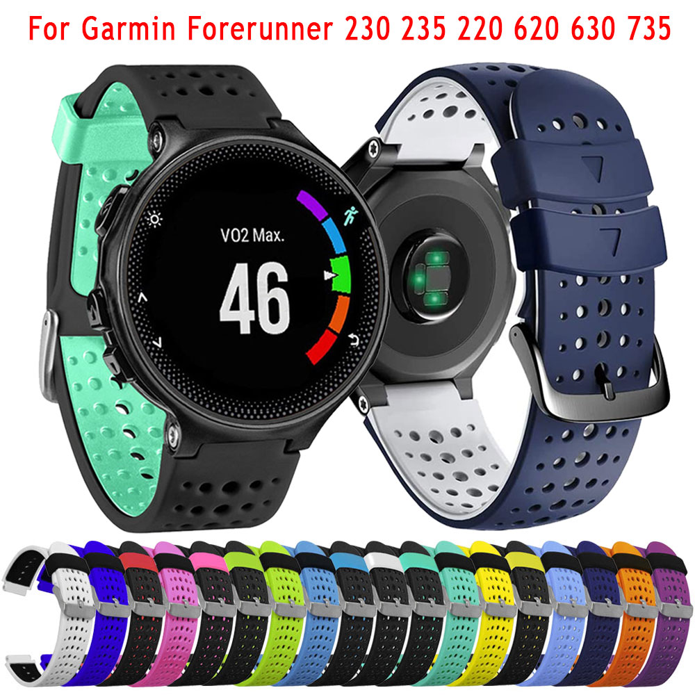 Bracelet de montre pour Garmin Forerunner 235 230 620 630 735XT 235Lite, Bracelet de montre intelligente en Silicone respirant