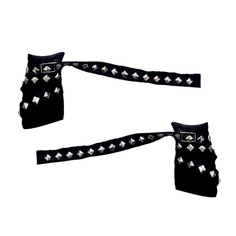1 par feminino punk luvas rebite fitas streetwear mangas meia dedo para ciclismo festivais música