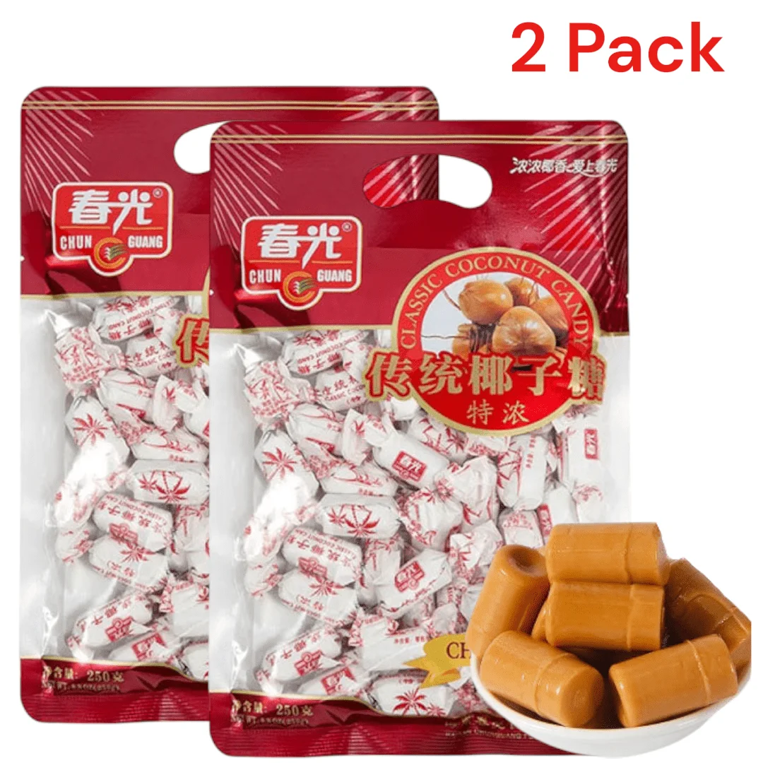 2 packs ChunGuang -Kokos Bonbon 2x 250g-Cremige Süße Geschmack, Authentische -Spezialität, Ideal für Fans tropischer Aromen süßigkeiten– Leckerer Snack
