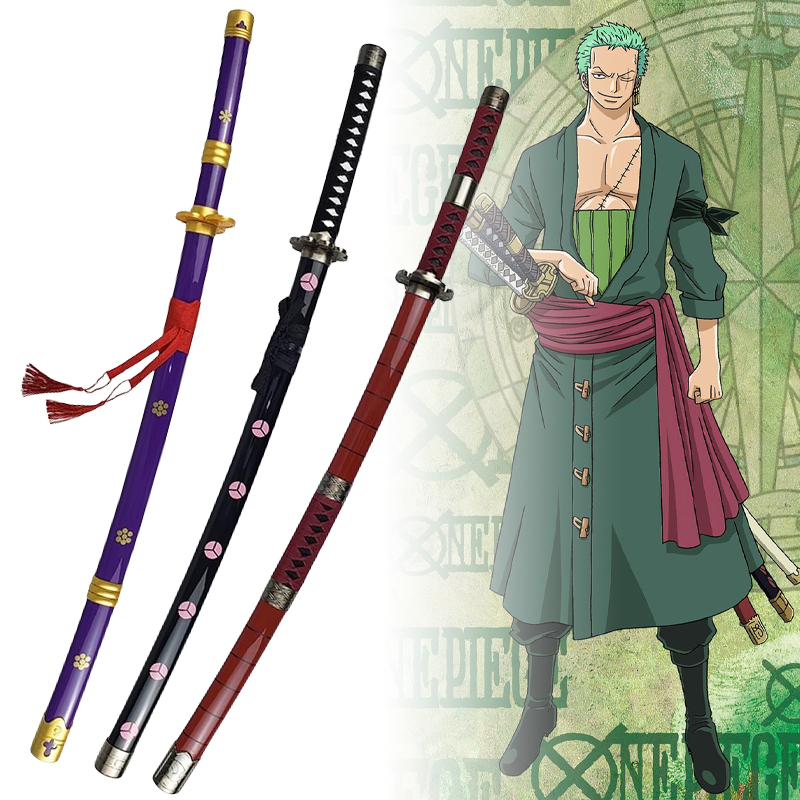 Spada di Roronoa Zoro 104cm, Replica Anime One Piece, Coltello per Cosplay, Katana Giapponese a Grandezza Naturale, Spada Samurai Originale, Giocattolo