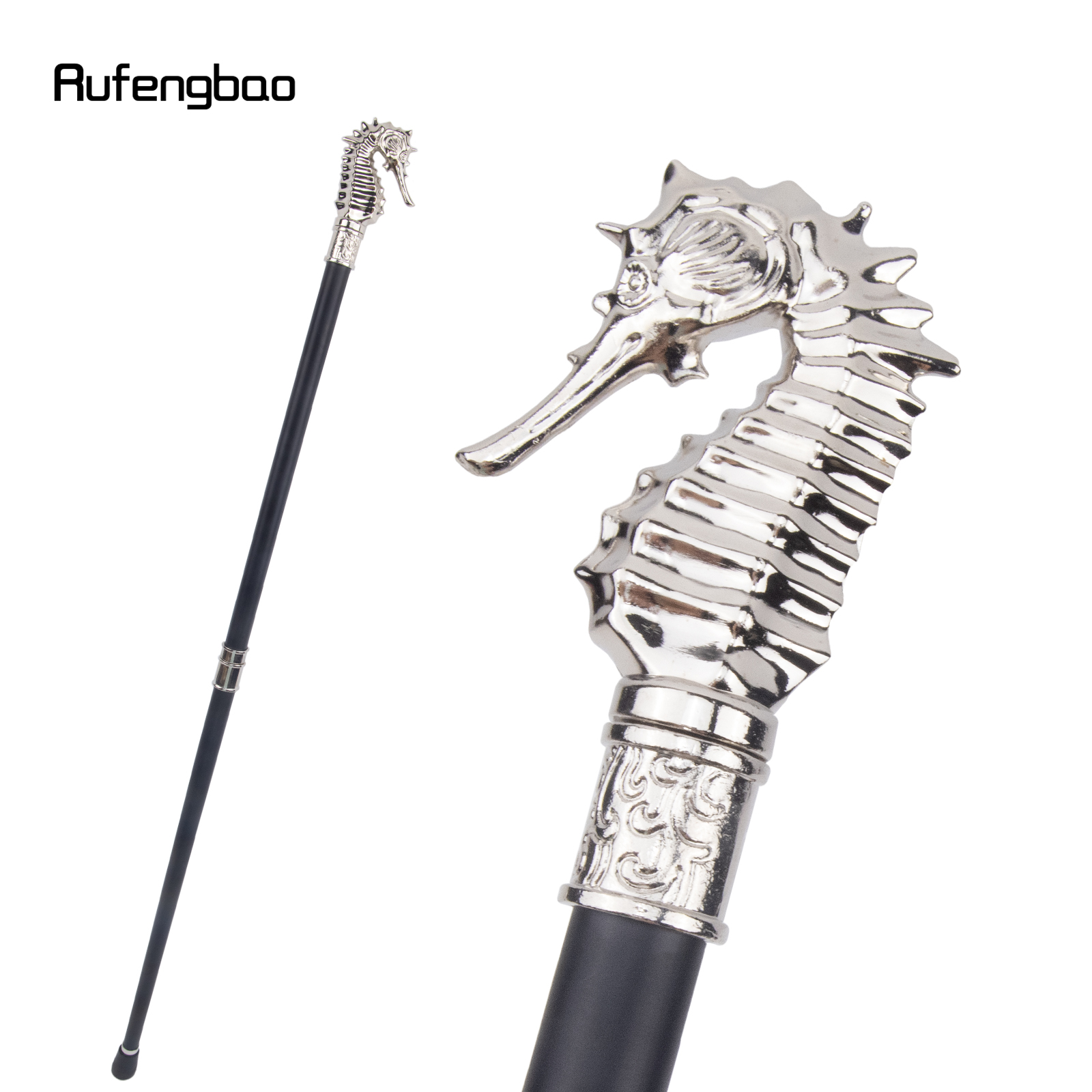 Bastón para caminar de hipocampo de lujo blanco, bastón decorativo a la moda para caballero, bastón elegante para Cosplay, bastón con perilla de 93cm