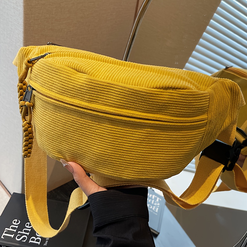 Idealna damska torba na ramię z sztruksu Lily, regulowana torba crossbody na klatkę piersiową z wieloma kieszeniami na zamek błyskawiczny, codzienna torebka crossbody.