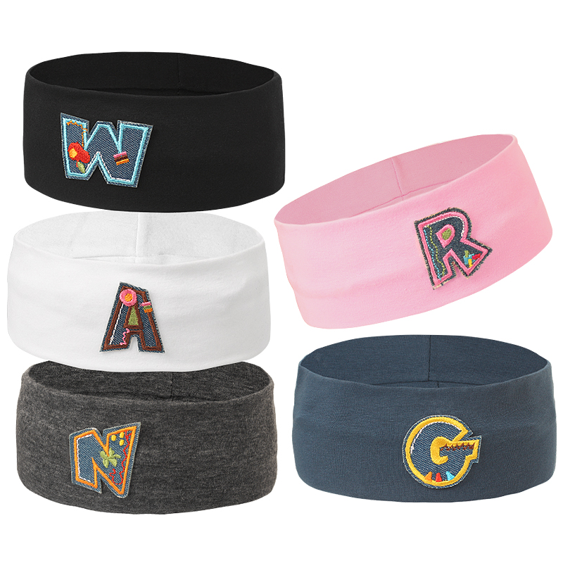Crianças Custom Letters Headband Cute Candy Color Turbante Flat Cotton Sport Hairband Headwrap Hairdress Acessórios Para Meninas