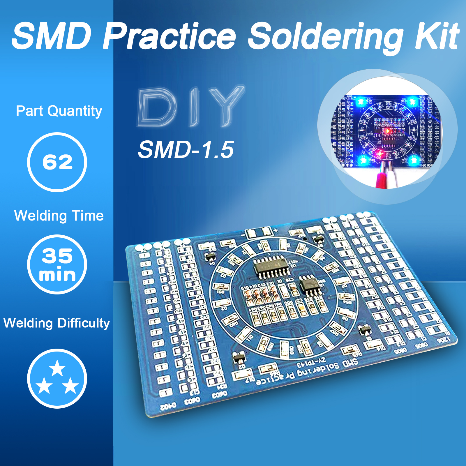 Prácticas de soldadura Placas de circuito SMD Electrónica LED Componentes SMT Kits de PCB DIY Herramientas de proyecto Kits de soldadura básicos