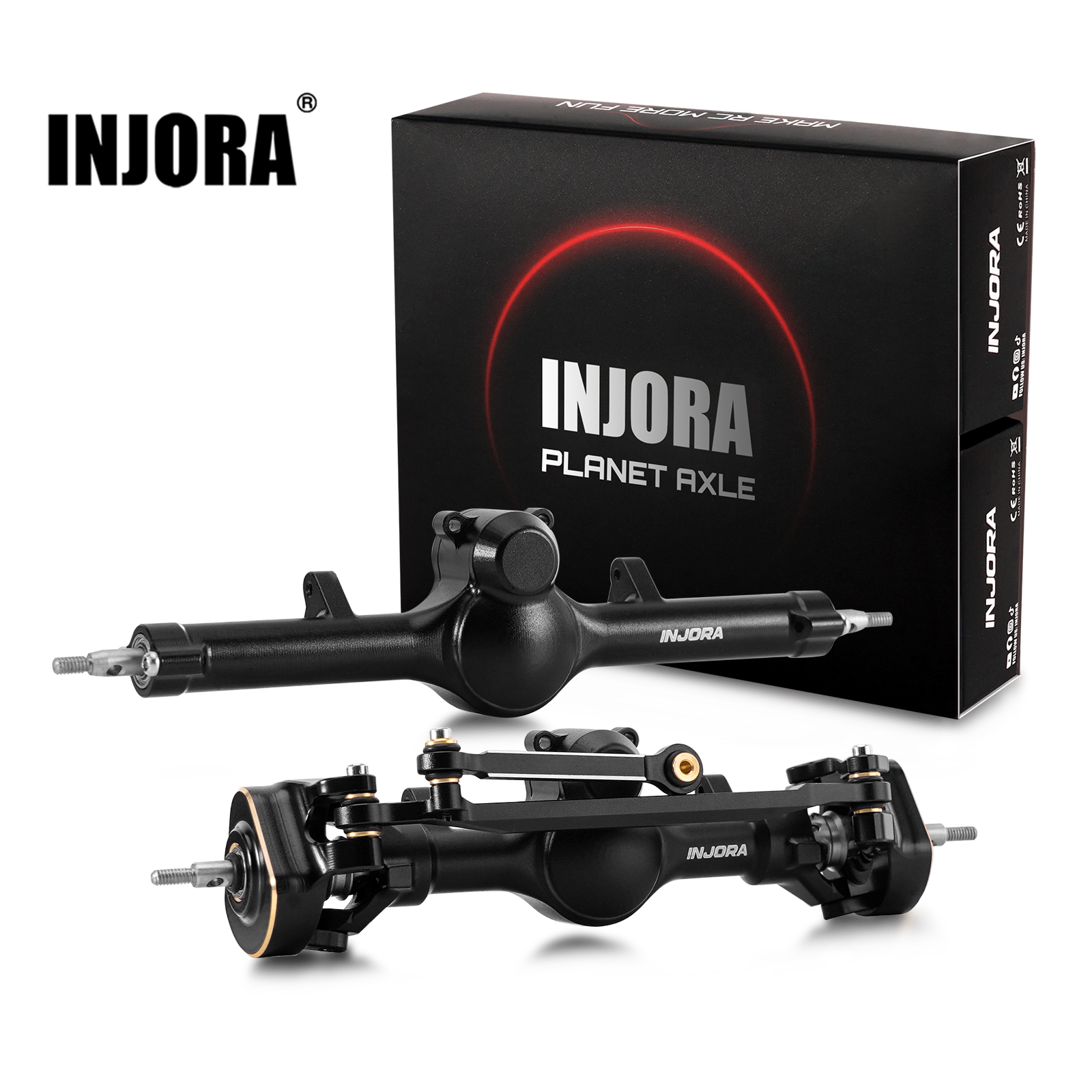 INJORA +4mm Planet Axles z podwójnymi wałami przegubowymi i mosiężnymi zwrotnicami do Axial SCX24 w skali 1/24