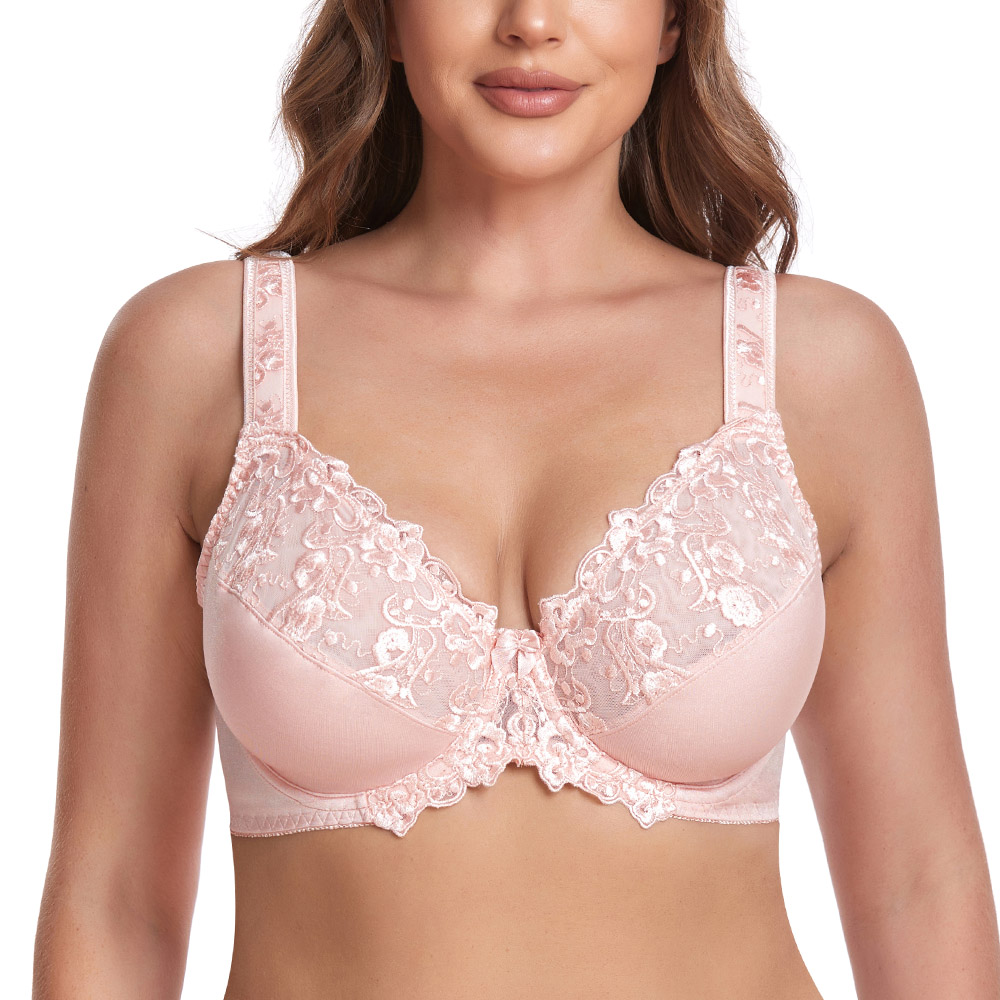 Sujetadores de encaje de talla grande para mujer, sujetador reductor de Copa grande, lencería con aros sin relleno, ropa interior, Top B C D E F G H Cup, novedad de 2023