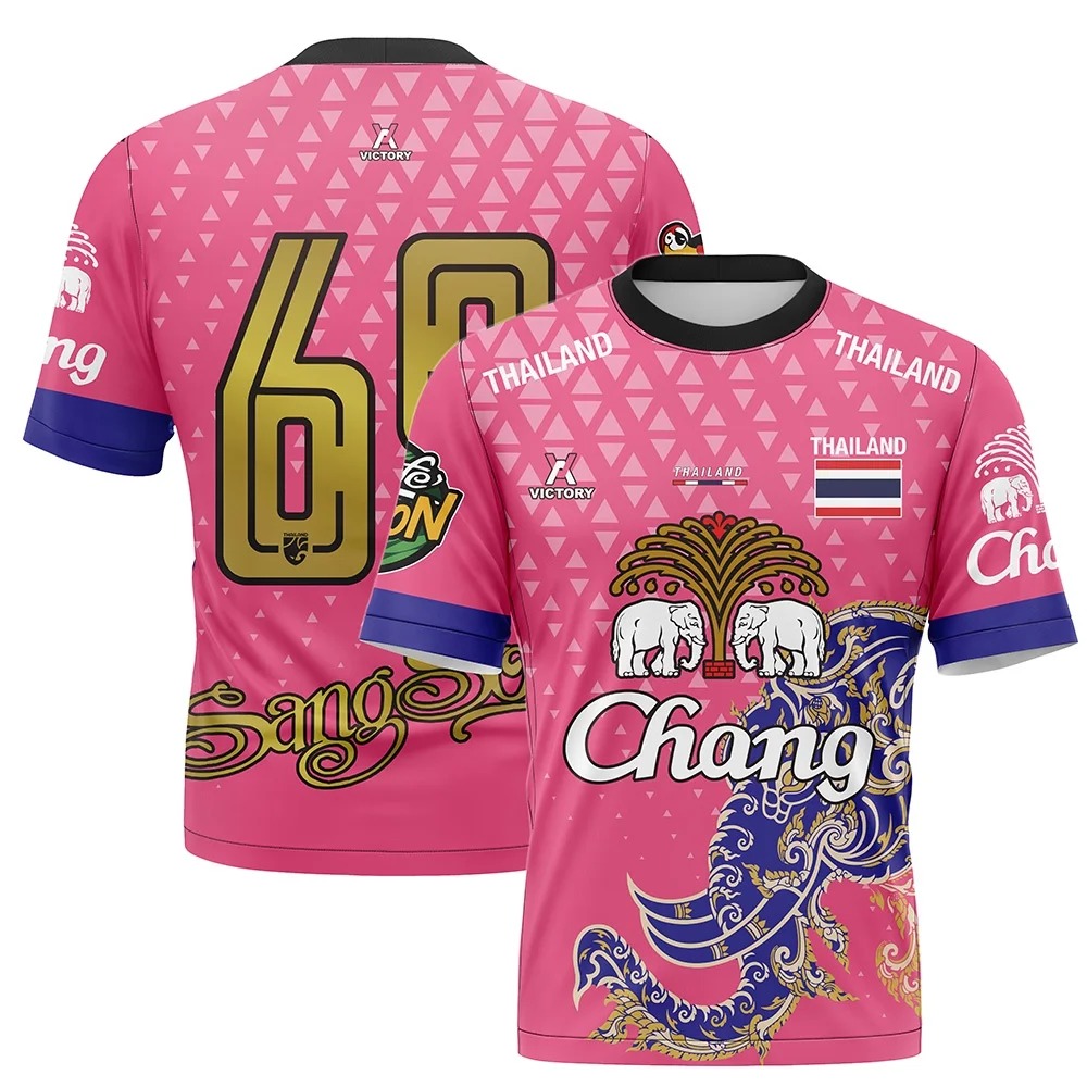 Kaos Olahraga Pria Thai Chang Elephant 3D Print Cepat Kering dan Bernapas untuk Latihan Muay Thai di Luar Ruangan, Jersey Latihan Orang Tua-Anak Lengan Pendek