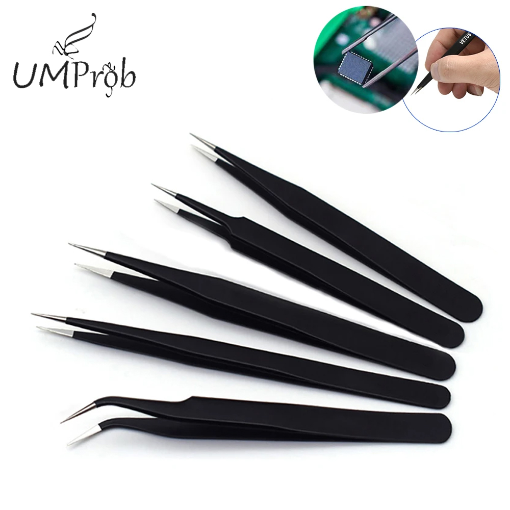 Neue anti statische Edelstahl pinzette Präzisions wartung Industrie reparatur gebogenes Werkzeug Home Working Model Making Handwerkzeug