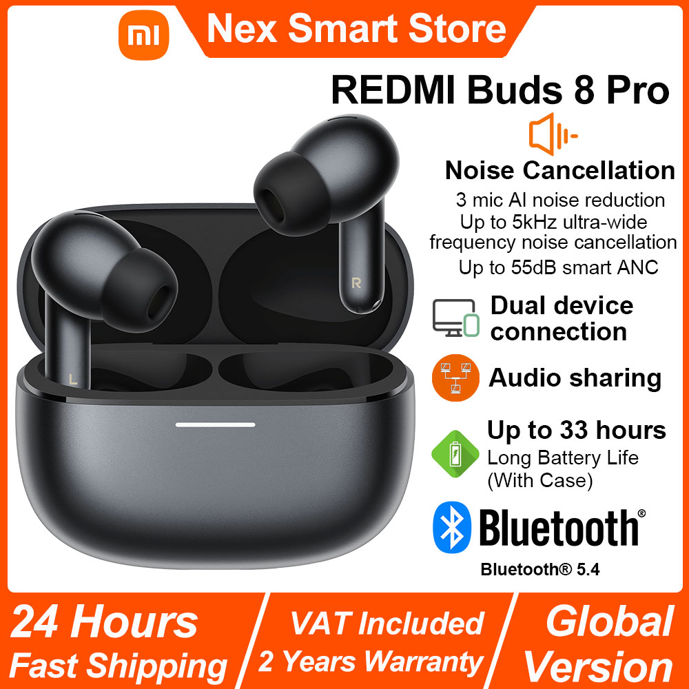 Nowe słuchawki bezprzewodowe Bluetooth Xiaomi REDMI Buds 8 Pro, dźwięk Hi-Res z LDAC, inteligentna redukcja szumów ANC do 55dB, BT5.4