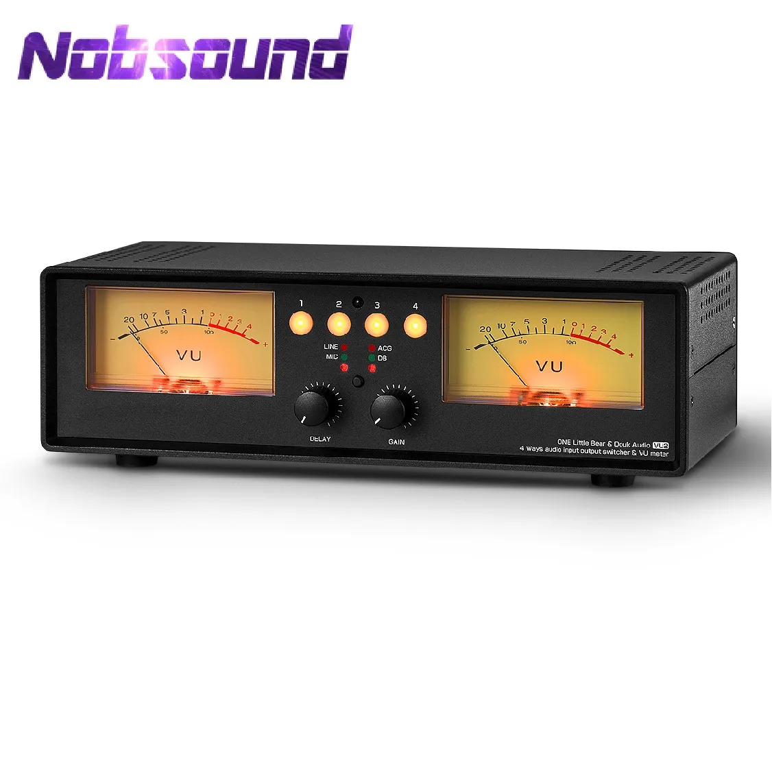 Nob sound mic line analog dual vu meter schall pegel db panel display 4-wege audio splitter switcher box musik spektrum visual isierer