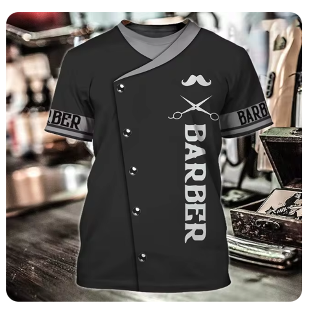 ホットメンズ Tシャツ理髪店トップス 3D プリント半袖プルオーバー男性夏のストリートファッションヴィンテージ服原宿 y2k Tシャツ