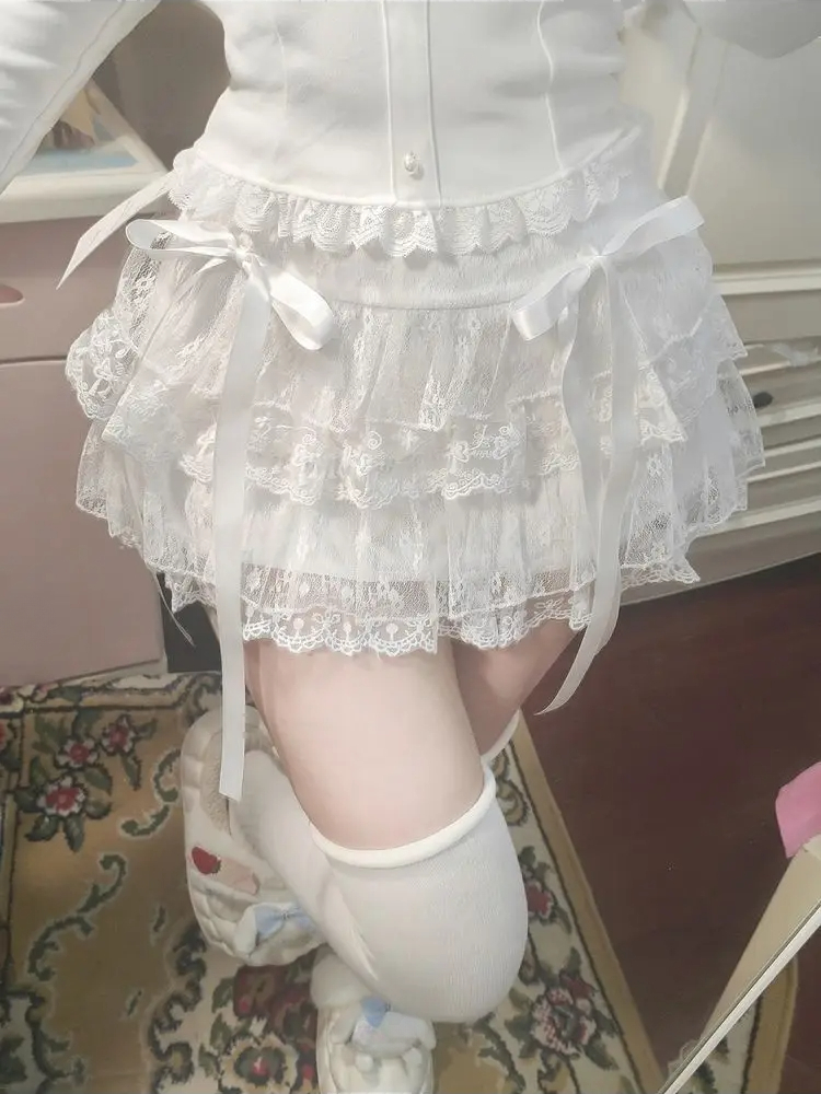 Harajuku Кружевная Юбка Панк Гранж Мини Юбки Женщины Y2k Эстетическая Субкультура Высокая Талия Торт Уличная Одежда Винтаж Kawaii Jupe Лето