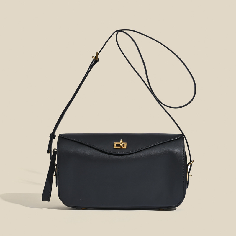 Bolsos de Hombro de Cuero Genuino de Marca de Lujo para Mujer, Primavera 2026, con Cierre Dorado, Bolsos Cruzados Cuadrados de Piel Vacuna para Mujer