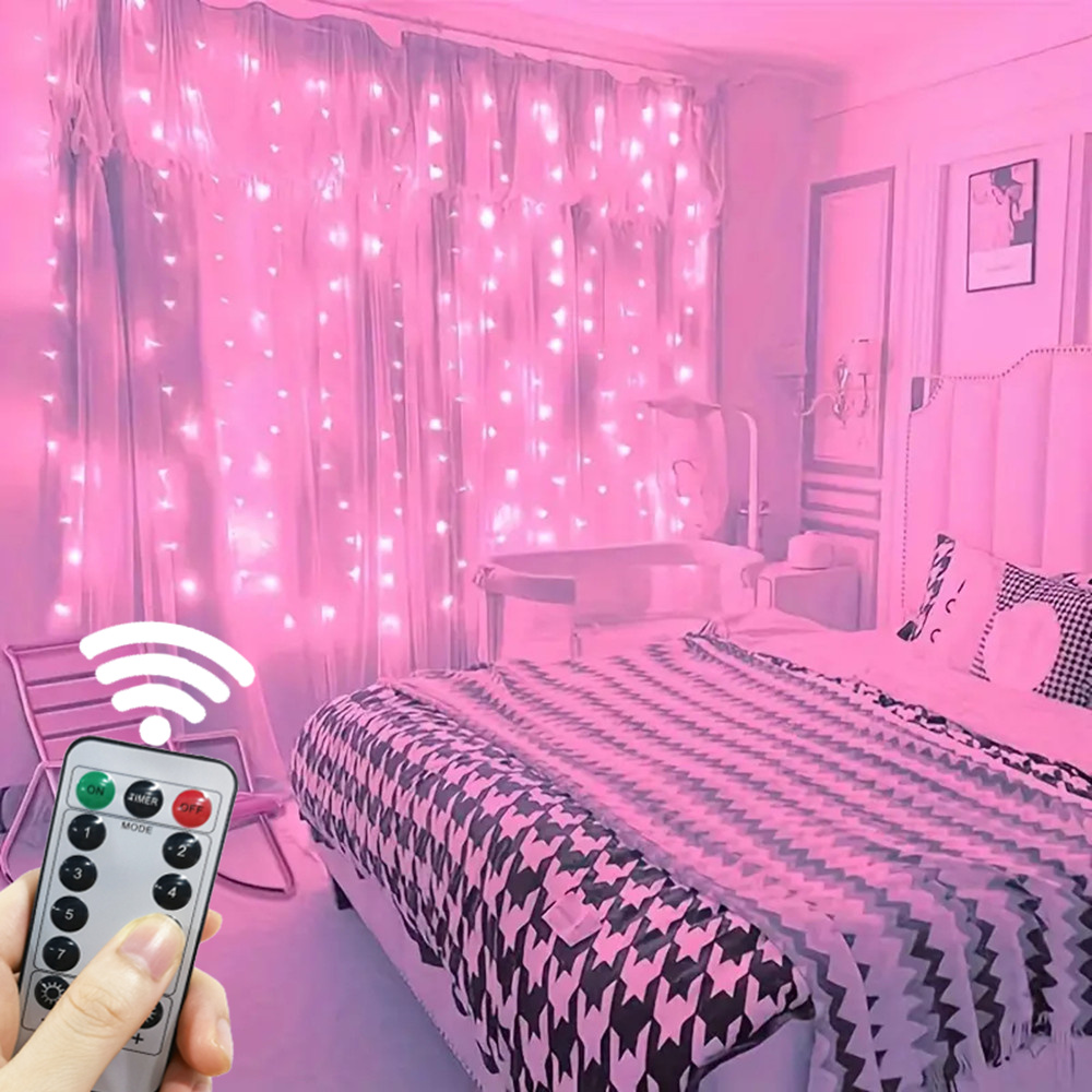 Guirnalda de Luces LED de 8 Modos, con Conexión USB, Decoración para Bodas, San Valentín, Ramadán, Eid Mubarak, Luces para Cortinas de Hogar