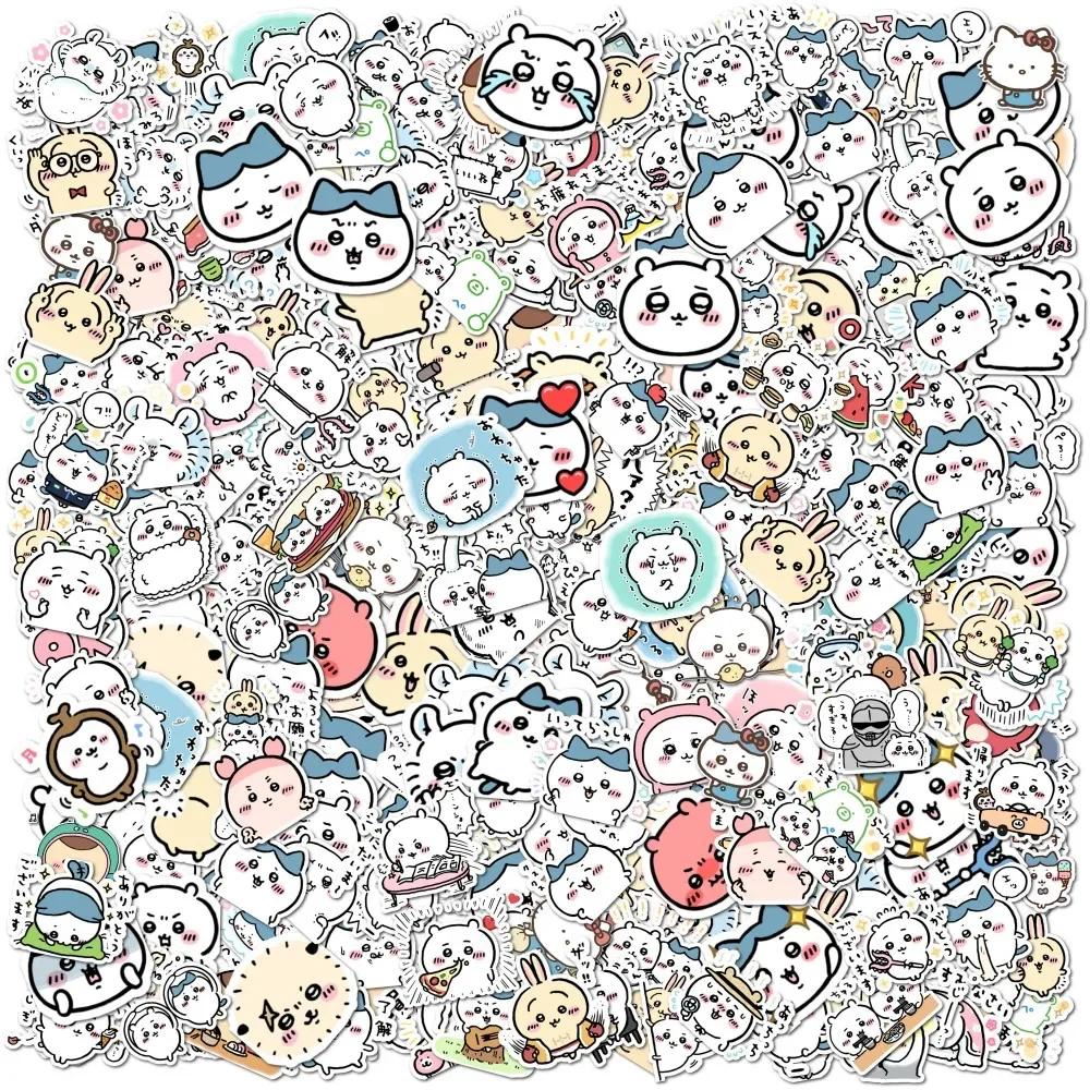 100 szt. Urocze naklejki Chiikawa DIY Wodoodporne winylowe naklejki do scrapbookingu, na kubek, etui na telefon, śliczne naklejki z kreskówkami anime, prezent dla dzieci, zabawka.