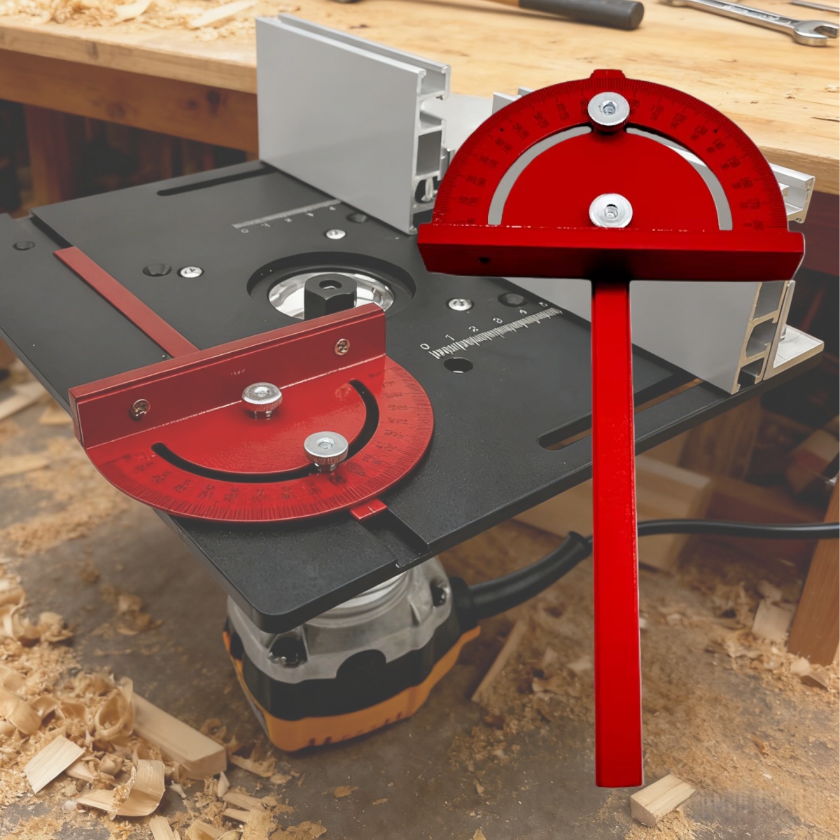 Regla de empuje de ángulo de sierra de mesa Circular de precisión, para grabado y fresado de aluminio, placa de inserción de mesa de trabajo, transportador de carpintería