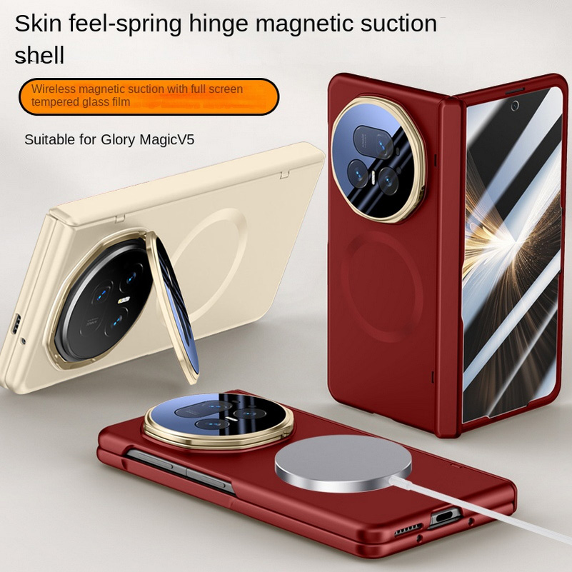 Custodia per telefono Honor Magic V6 V5, compatibile con MagSafe, con protezione anti-spia in vetro temperato trasparente e supporto magnetico a cerniera